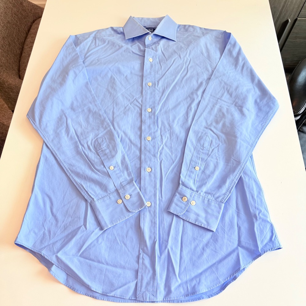 Polo Ralph Lauren Regent Classic Fit Blue Dress Shirt Mens 15 32/33 Frayed